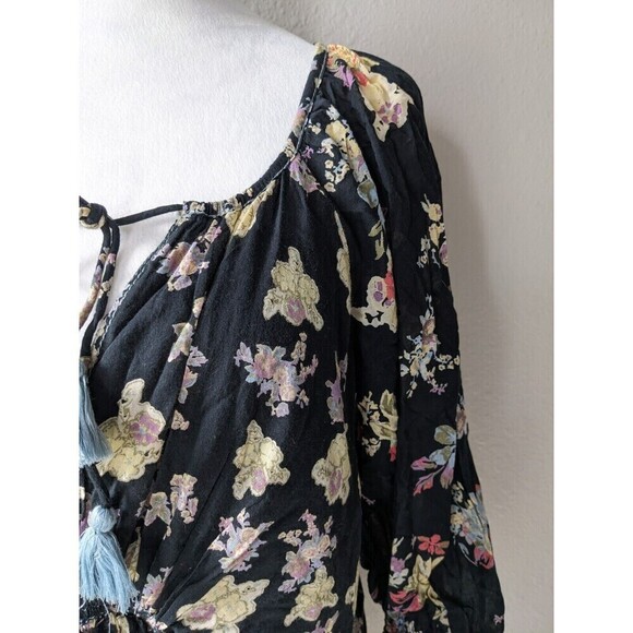 Free People Camella Mini Dress Floral Printed Cotton Ruffle Ruched Sz XS Boho - Picture 5 of 9